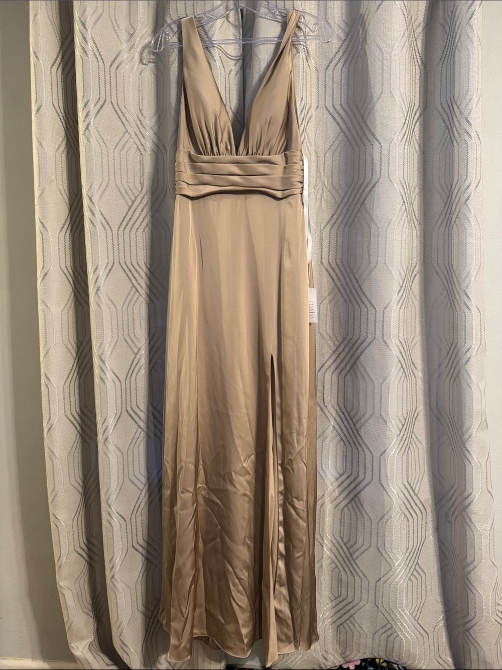 V-Neck Satin Maxi Dress in Champagne